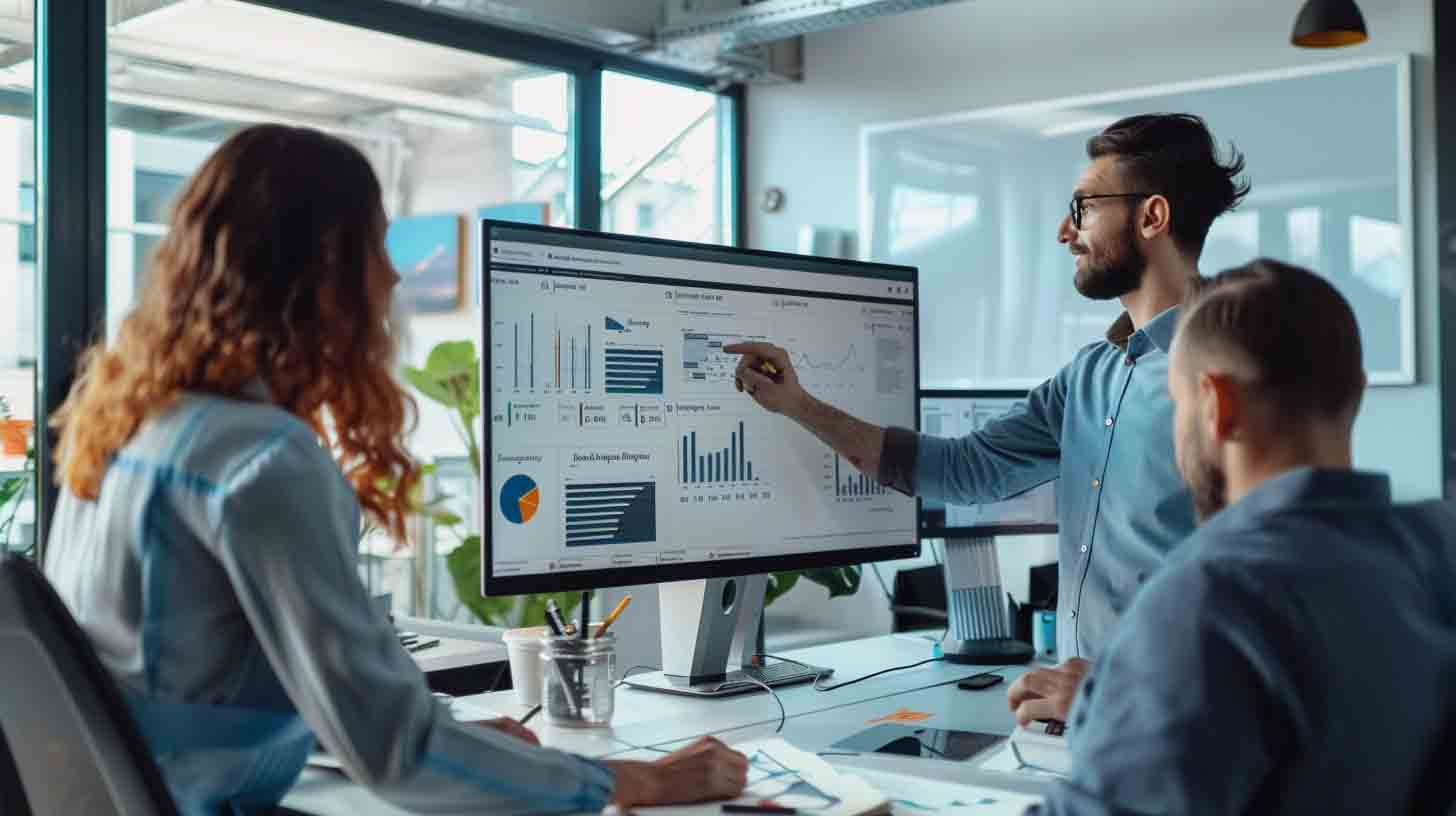 Dental marketing team reviewing SEO performance and growth metrics for a dental practice