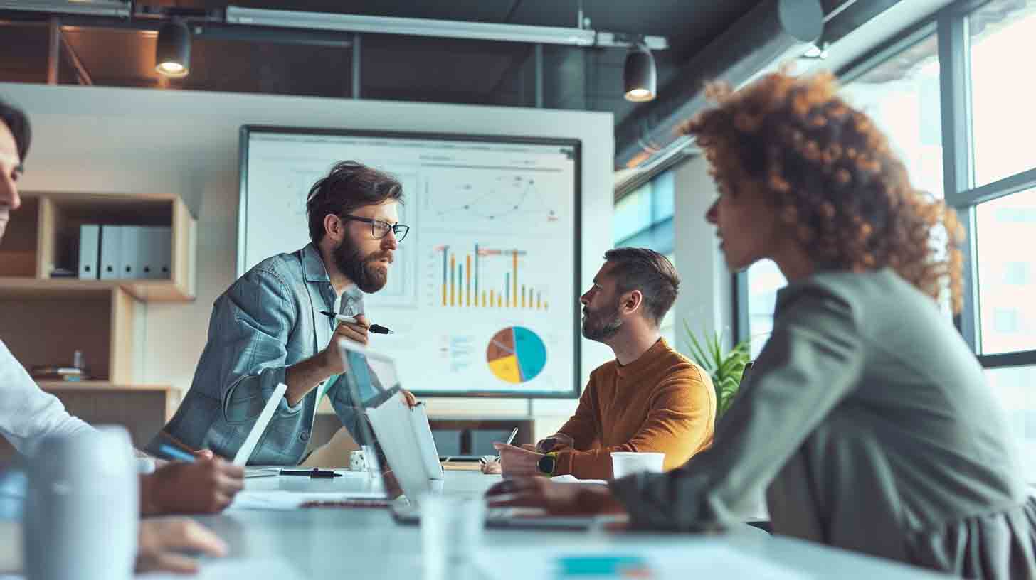 Marketing team planning dental website growth strategy using performance metrics and analytics