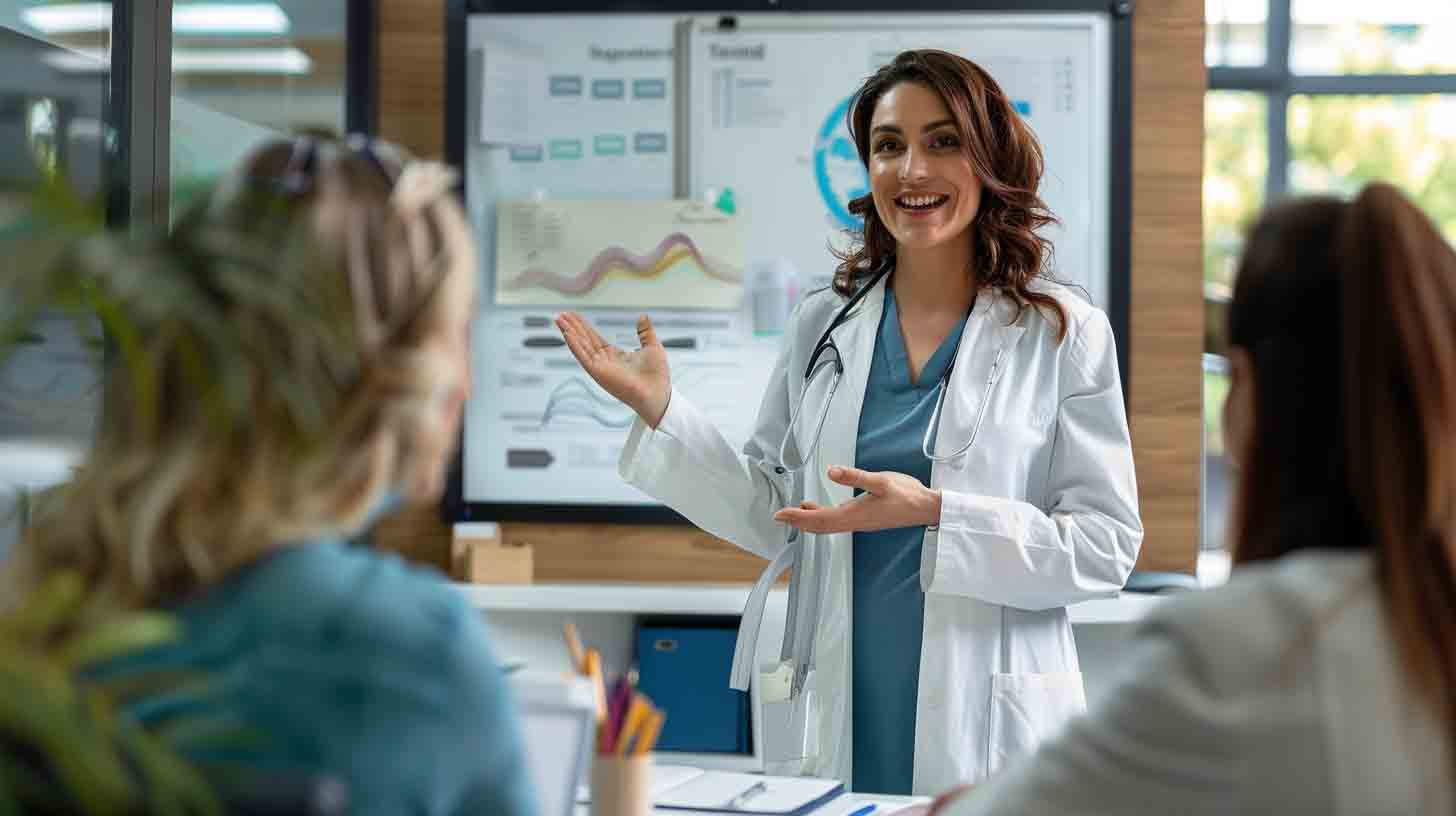 Dental professional presenting a social media marketing plan to a dental team