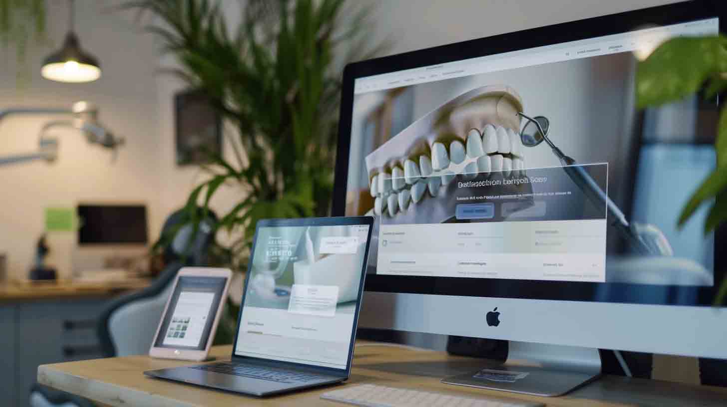 Responsive dental website design displayed on desktop, tablet, and mobile devices